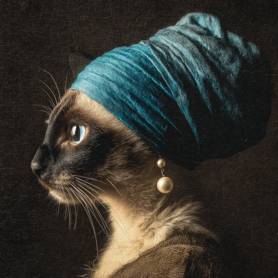 Feline with a Pearl Earring – Studio Shelf Art Print (SS3)