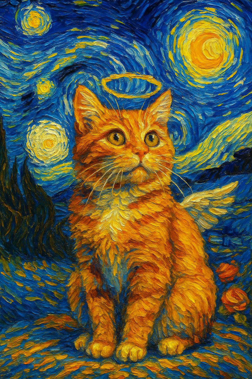 Starry Cat – Van Gogh-Inspired Art Print (SS2)